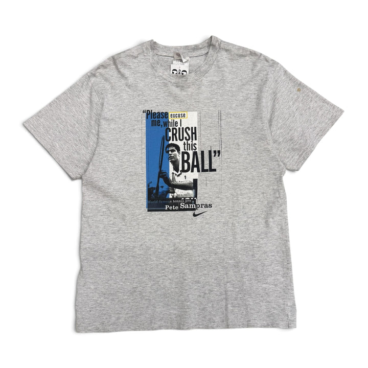 90's Vintage Nike Grey Pete Sampras Graphic T-Shirt (L)
