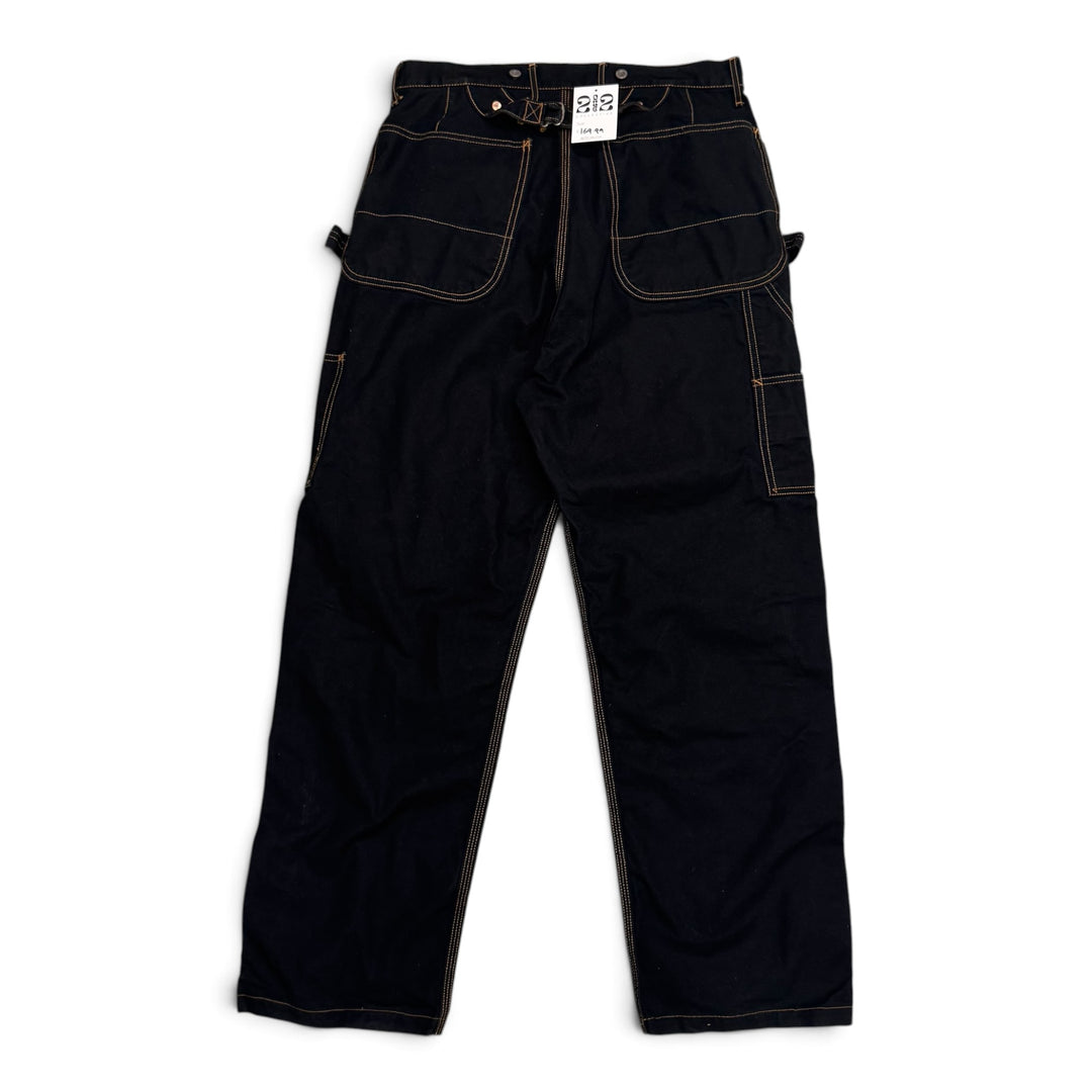 Kapital Black Denim Double Knee Contrast Stitching Trousers (32)