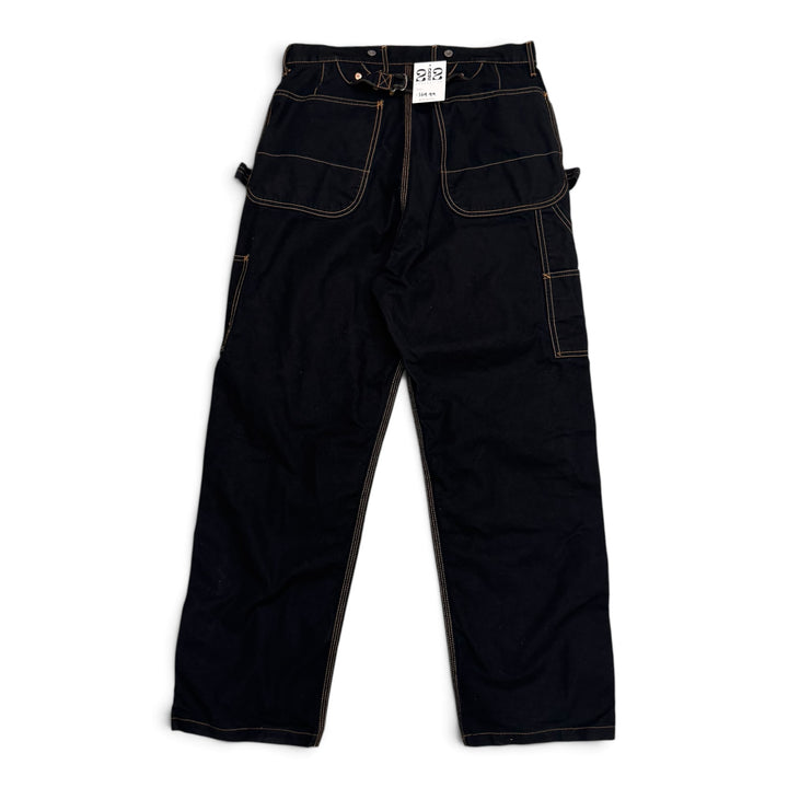 Kapital Black Denim Double Knee Contrast Stitching Trousers (32)