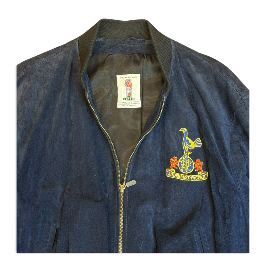 Vintage Player Tottenham Hotspur Navy Suede Leather Bomber Jacket (L)