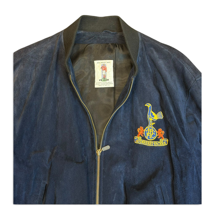 Vintage Player Tottenham Hotspur Navy Suede Leather Bomber Jacket (L)