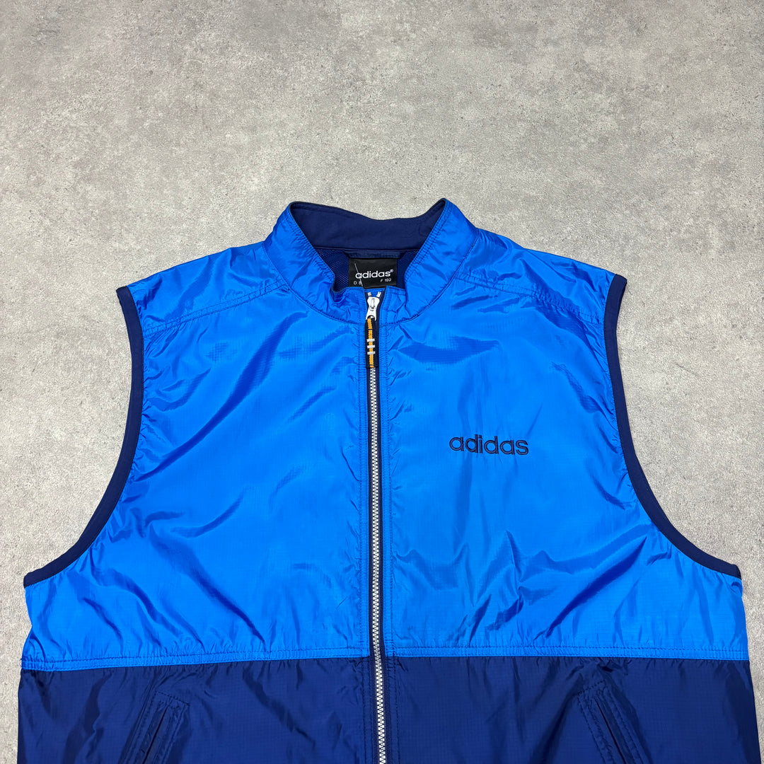 90's Vintage Adidas Blue Technical Gilet (L)