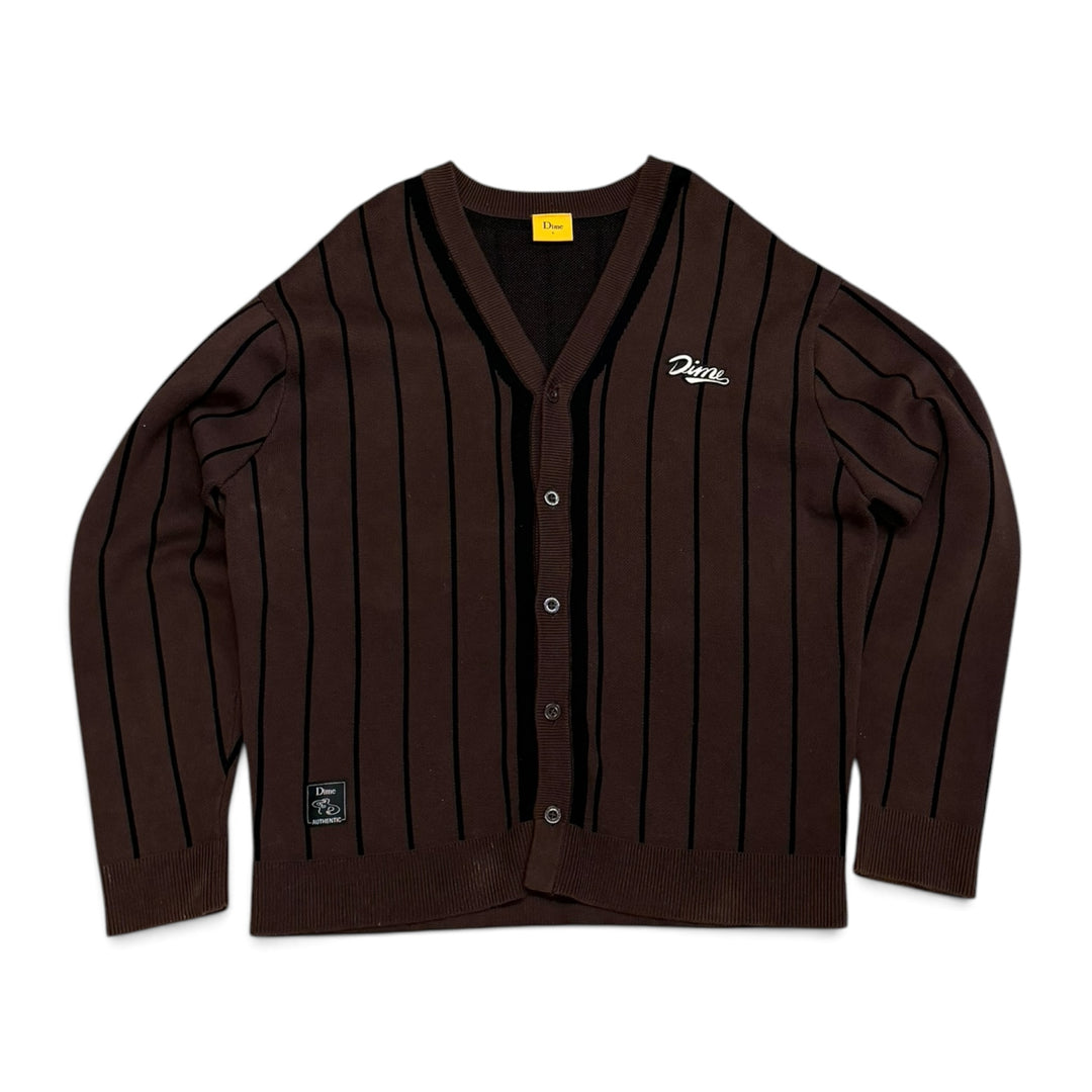 Dime Brown striped Heavyknit Cardigan (L)