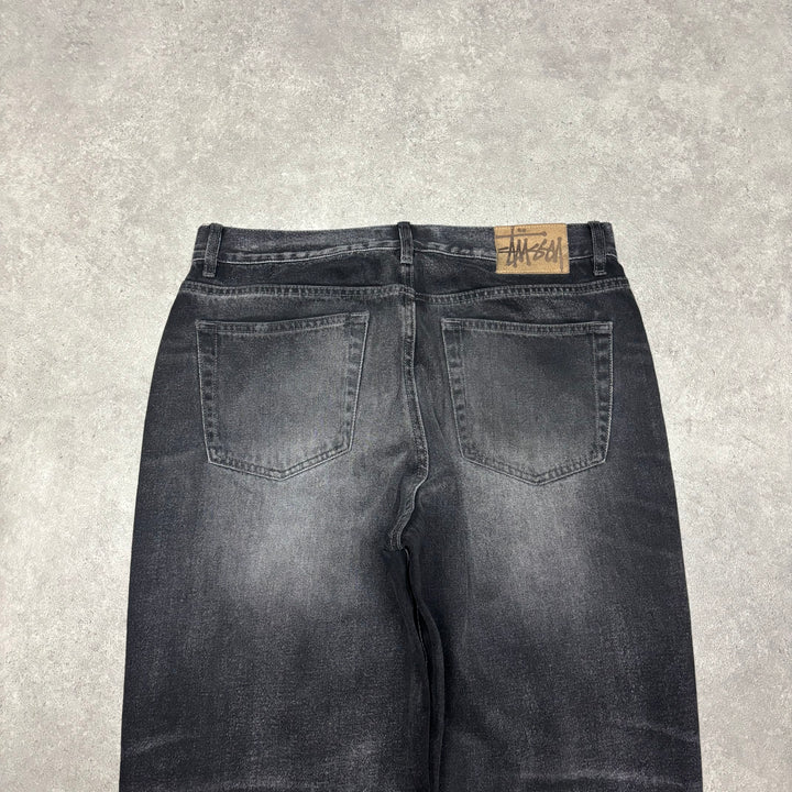 Stussy Washed Black Relaxed Fit Denim Jeans (30x32)