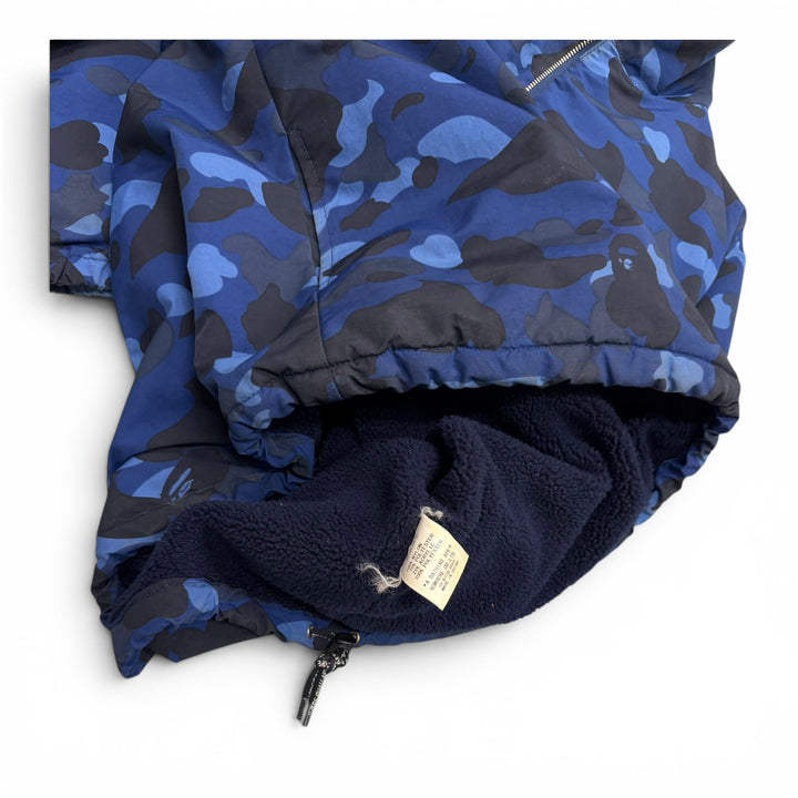 Bape Blue Camo Fleece Lined Pullover Jacket (M)