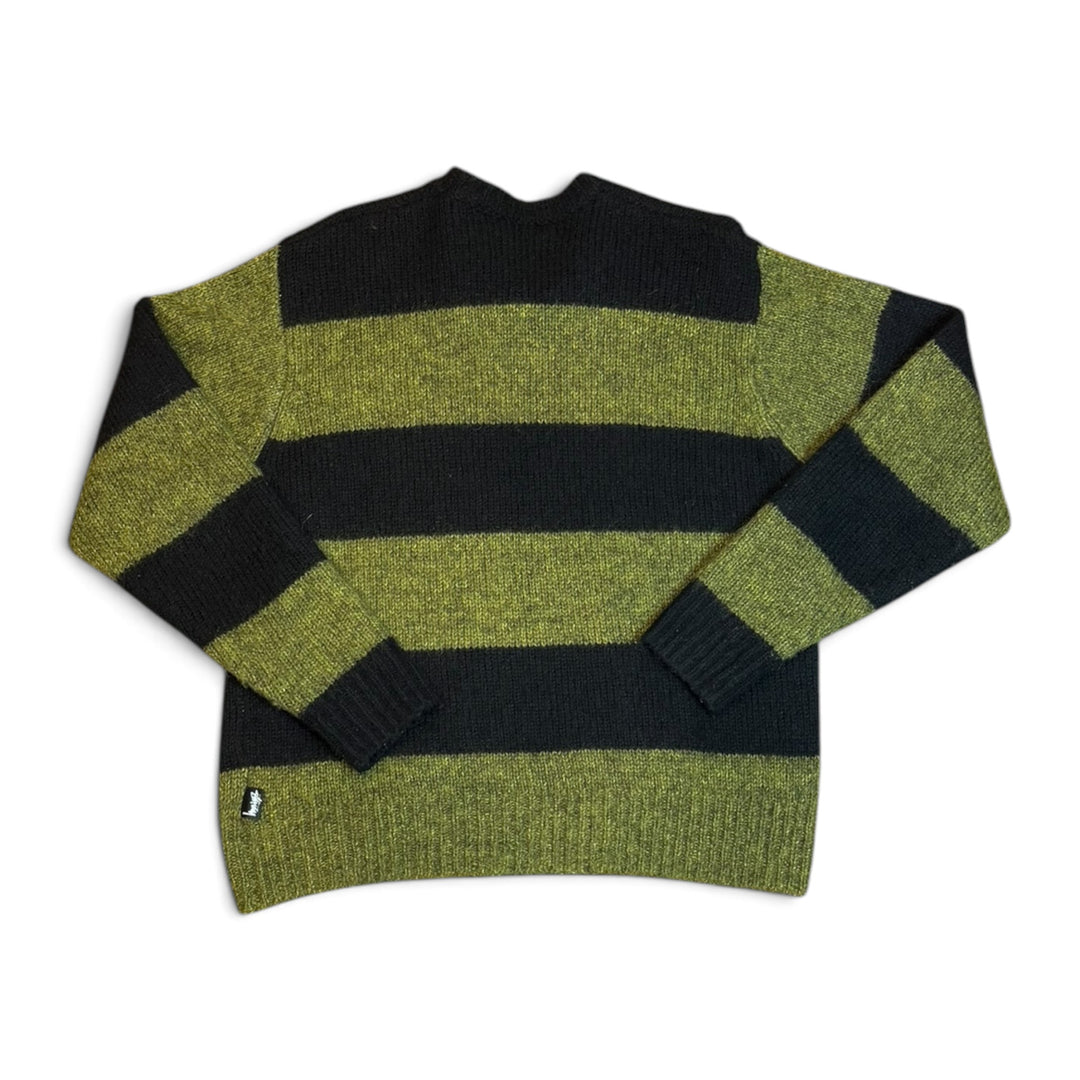 Stussy Green & Black Stripy Wool Knitted Sweater (S)
