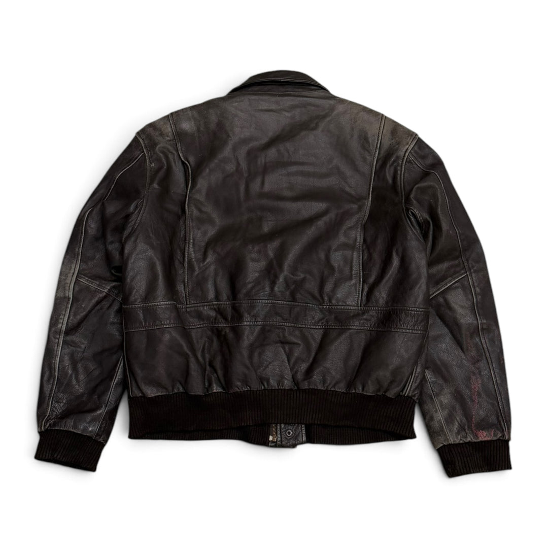 Vintage Pilot Style Leather Jacket Black (M)