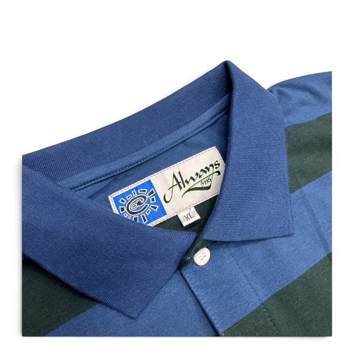 Always Do What You Should Do Striped Polo Shirt Blue Green (XL)