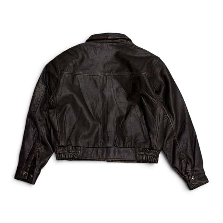 Vintage Kids Leather Jacket Dark Brown (M)