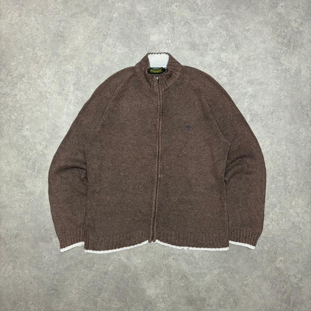 Vintage Timberland Brown Full Zip Knitted Jumper (L)