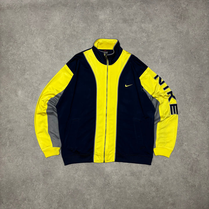 90's Vintage Nike Yellow & Navy Tracksuit Jacket (XL)