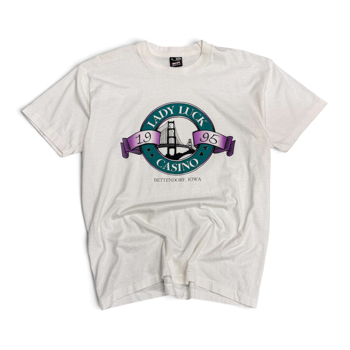 Vintage 90's Lady Luck Casino Graphic T shirt White (L)