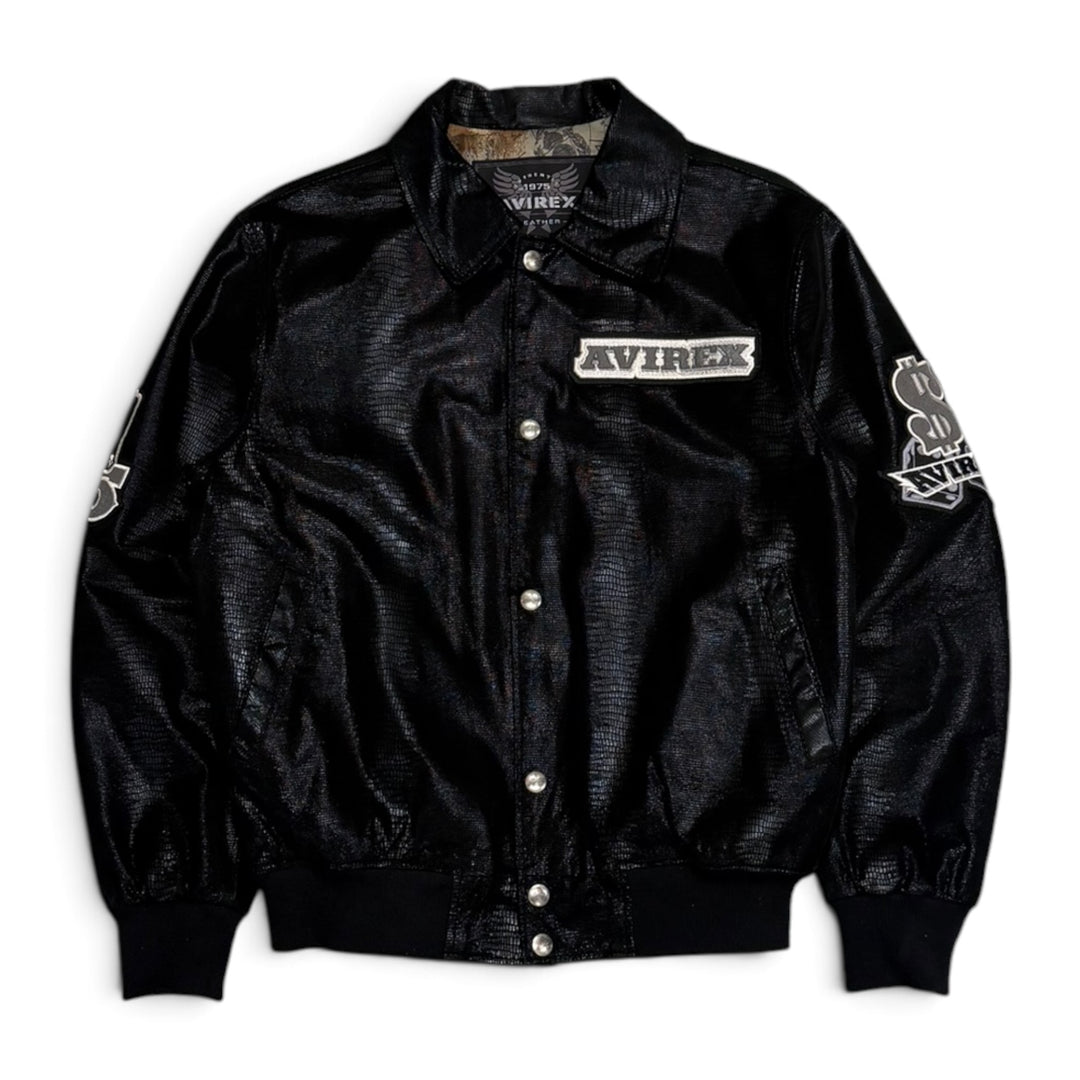 Vintage Avirex Snake Skean Varsity Jacket Black (L)