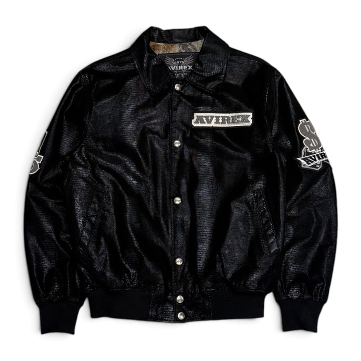 Vintage Avirex Snake Skean Varsity Jacket Black (L)