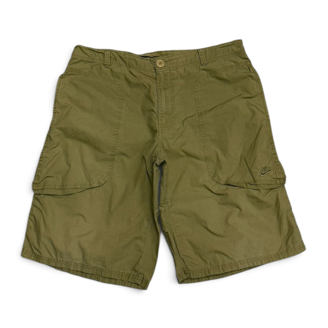 00's Vintage Nike Green Technical Cargo Shorts (M)