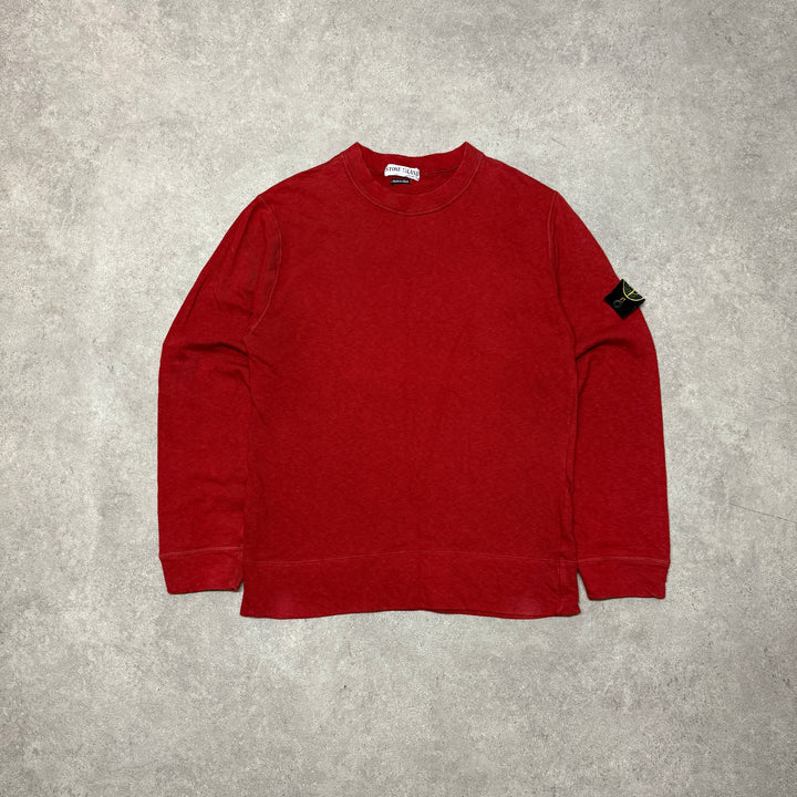 Vintage Stone Island Made In Italy Red Heavy Cotton Sweatshirt (M)