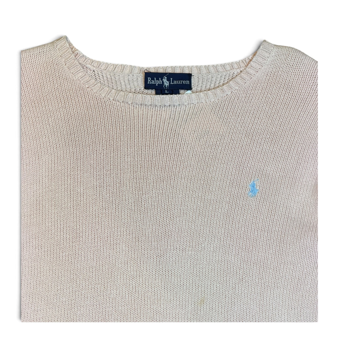 Vintage Polo Ralph Lauren Pastel Pink Knitted Jumper (L)