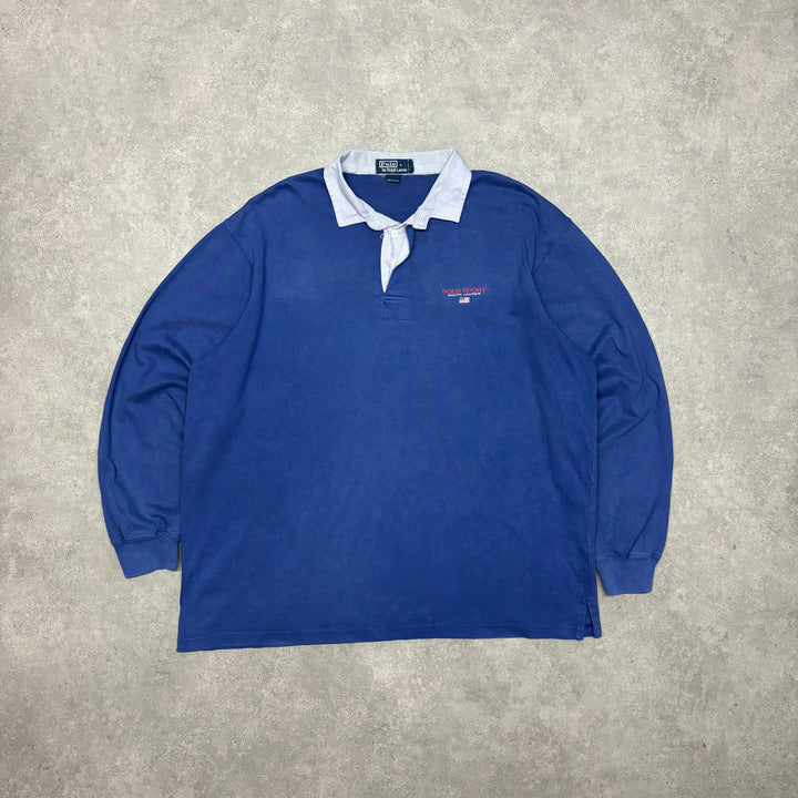 90's Vintage Polo Sport Ralph Lauren Blue Rugby Shirt (XXL)