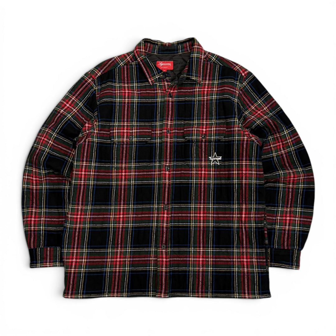 Supreme Red Quilted Checkered Flannel Jacket (M)