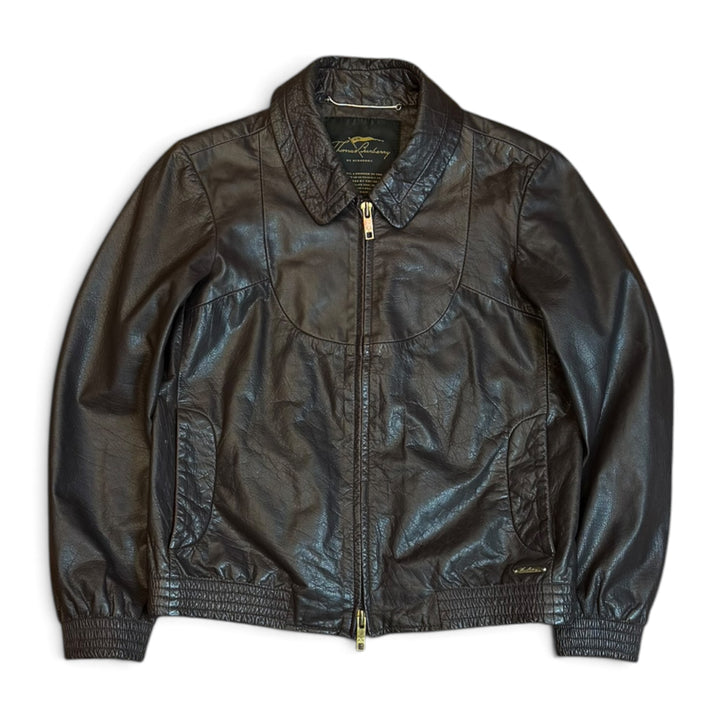 Vintage Thomas Burberry Burgundy Leather Jacket (Women's M)