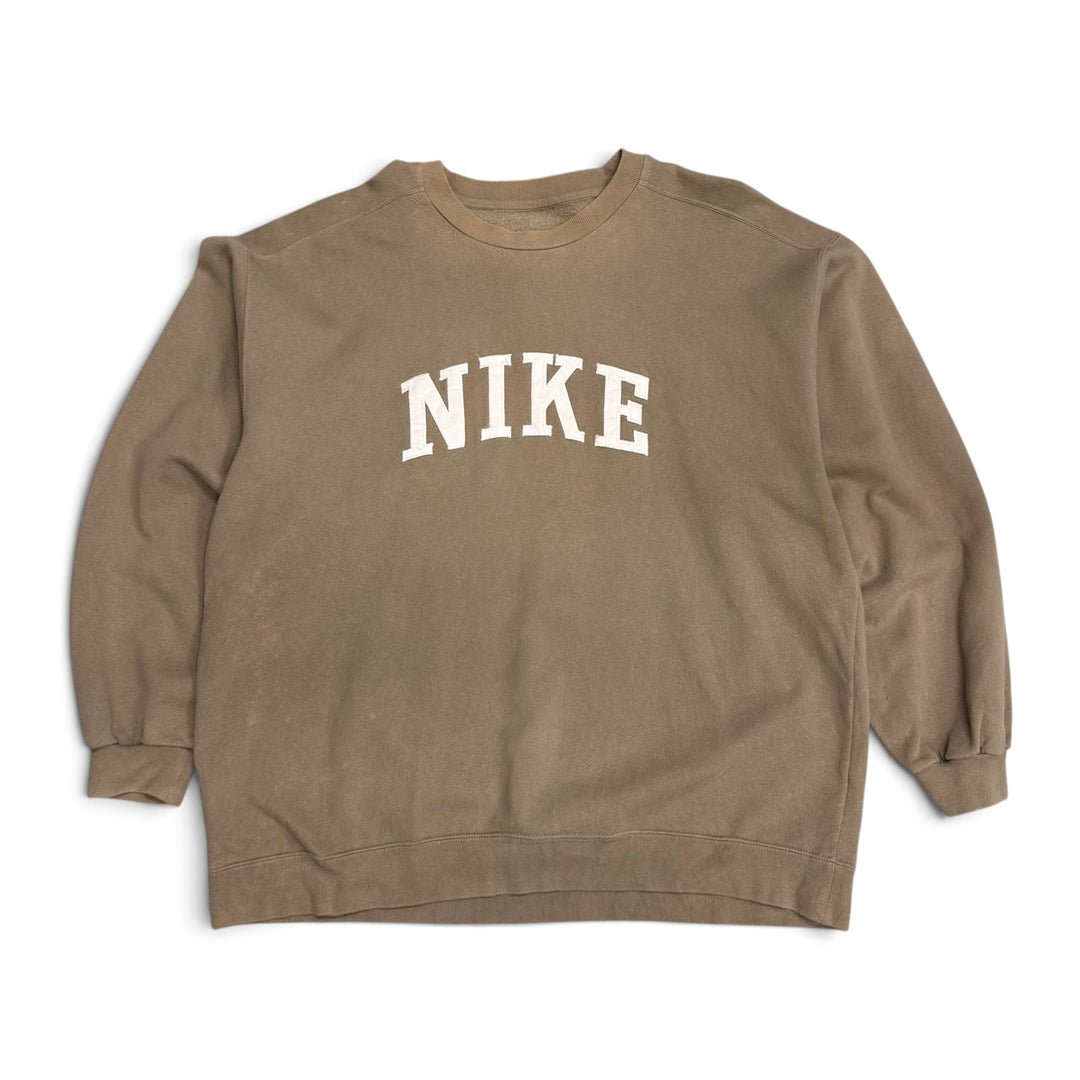 Vintage Nike Big Spell Out Sweatshirt Beige (XXL)