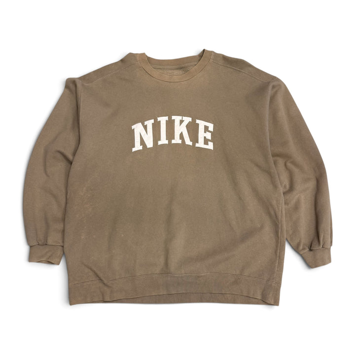 Vintage Nike Big Spell Out Sweatshirt Beige (XXL)