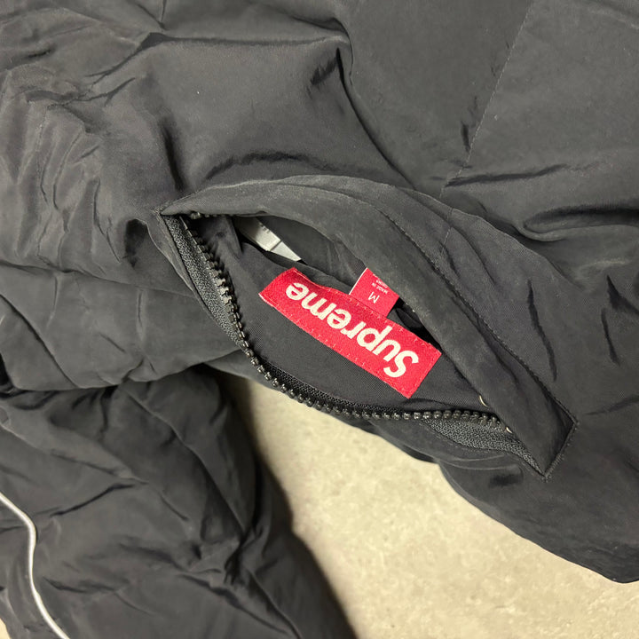 Supreme Black & Checkered Fleece Lined Reversible Puffer Jacket (M)