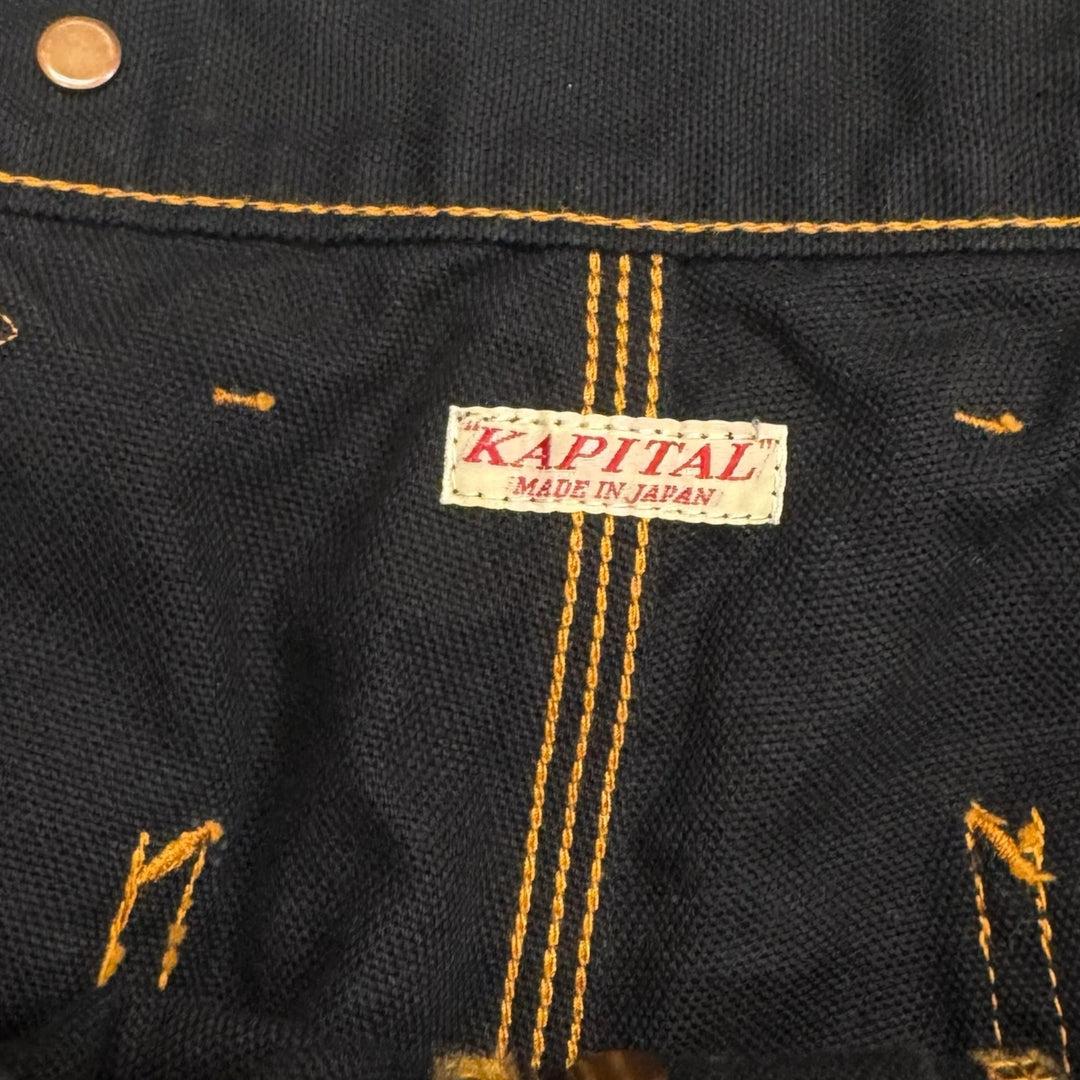Kapital Black Denim Double Knee Contrast Stitching Trousers (32)