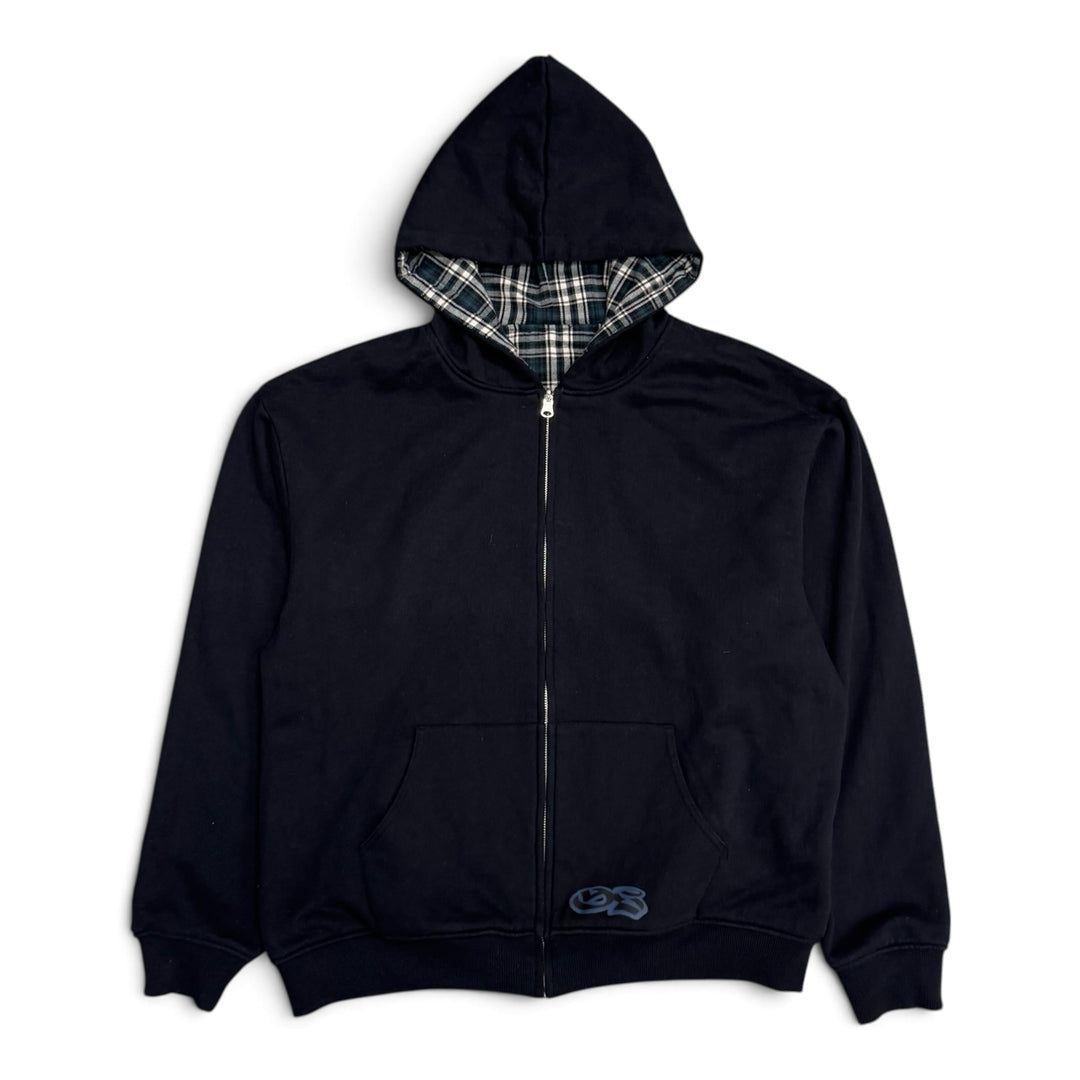 Yardsale Reversible Checkered Zip Up Hoodie  Blue&Black (L)
