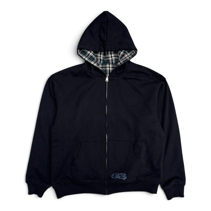 Yardsale Reversible Checkered Zip Up Hoodie  Blue&Black (L)
