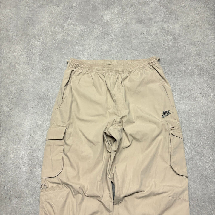 00's Vintage Nike Beige Cargo Tracksuit Bottoms (L)