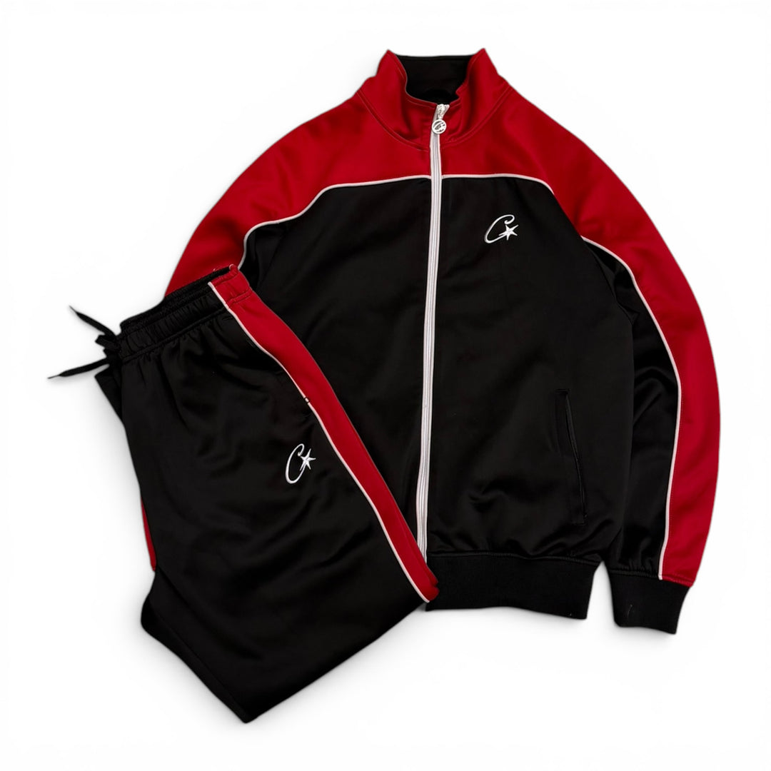 Corteiz Red & Black Full Tracksuit Set (L)