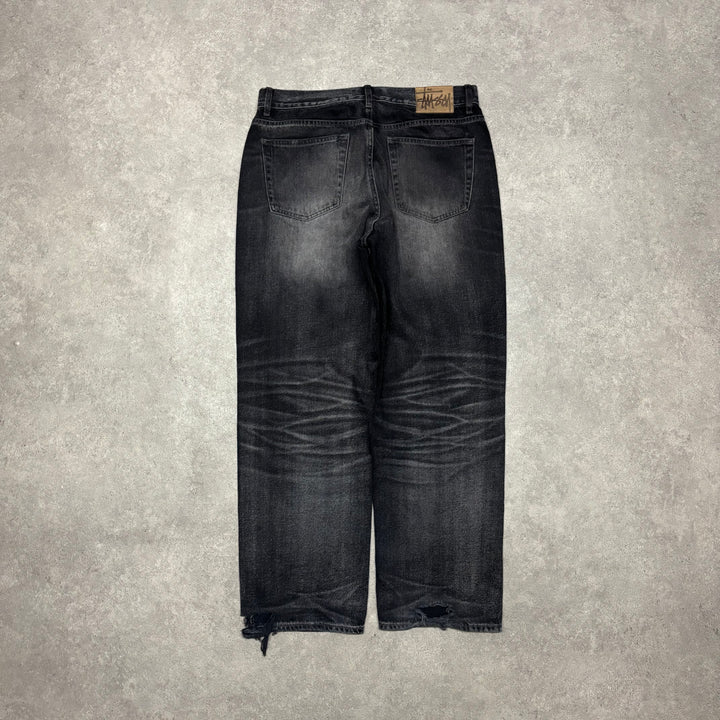 Stussy Washed Black Relaxed Fit Denim Jeans (30x32)