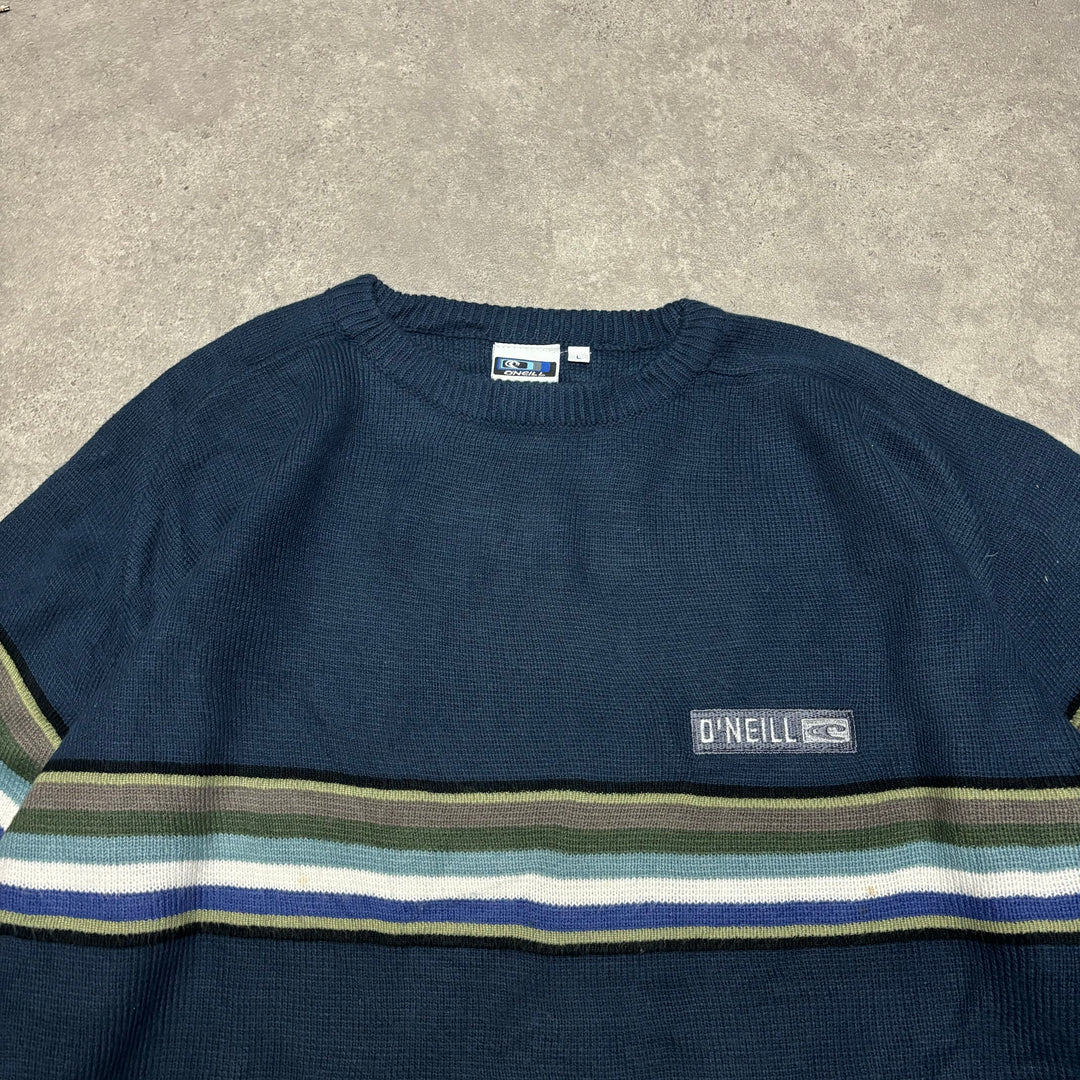 Vintage O'Neill Blue Stripy Knitted Sweater (XL)