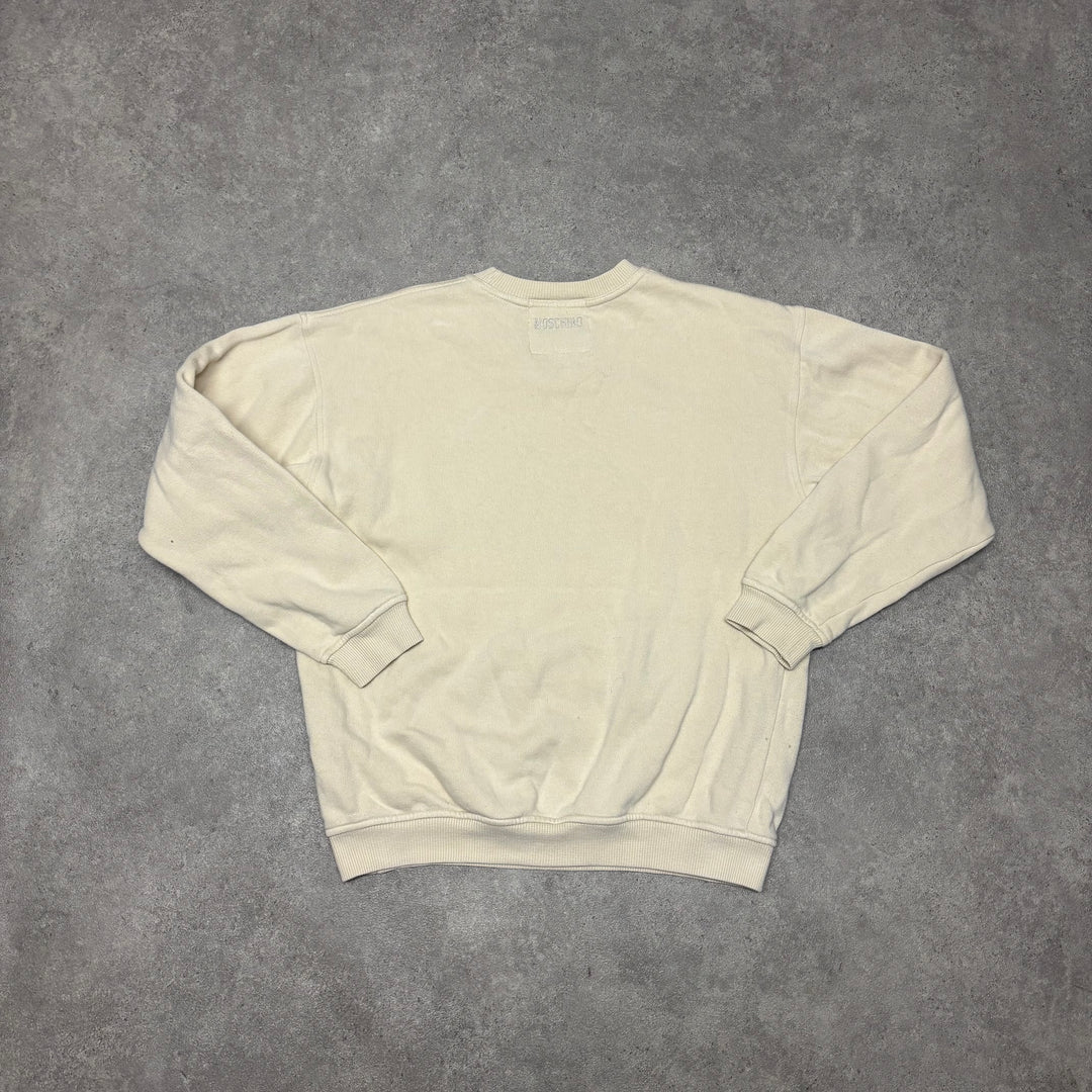 Rare 1980's Vintage Moschino Beige Graphic Sweatshirt (Women's M)