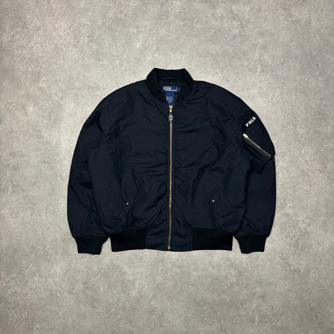 Vintage Polo Ralph Lauren Black Bomber Jacket (L)