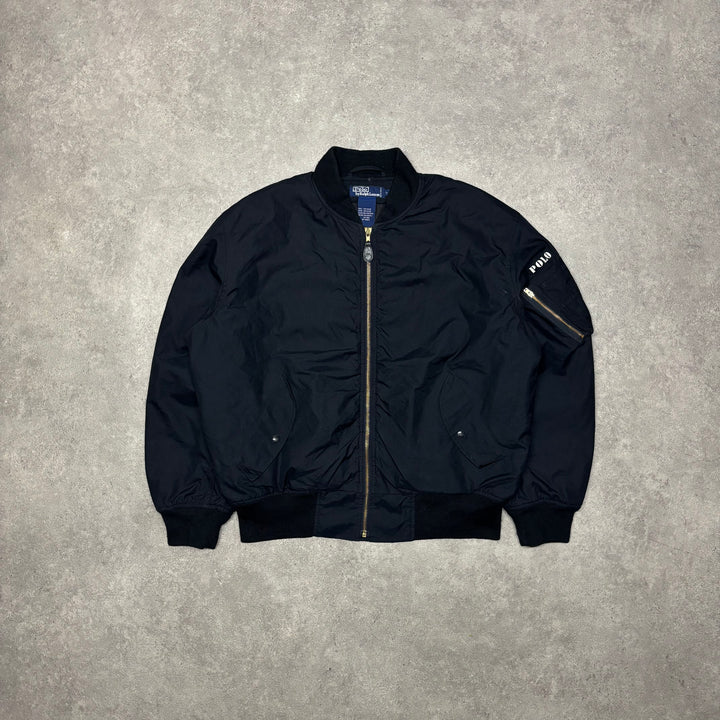 Vintage Polo Ralph Lauren Black Bomber Jacket (L)