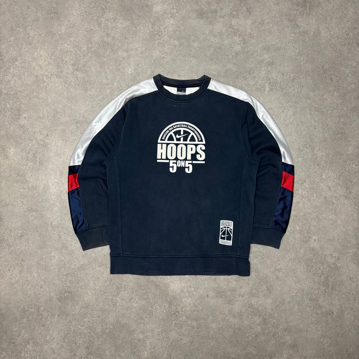 00's Vintage Nike Navy Hoops Sweatshirt (S)