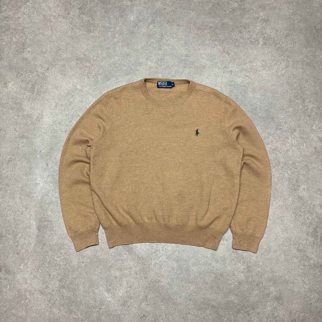 Vintage Polo Ralph Lauren Beige Wool Knitted Sweater (M)