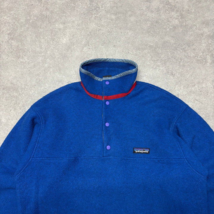 90's Vintage Patagonia Synchilla Blue Snap-T Fleece (M)