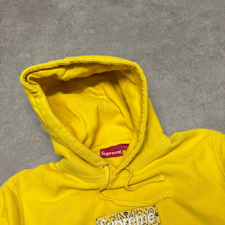 2019 Supreme Yellow Bandana Box Logo Pullover Hoodie (M)