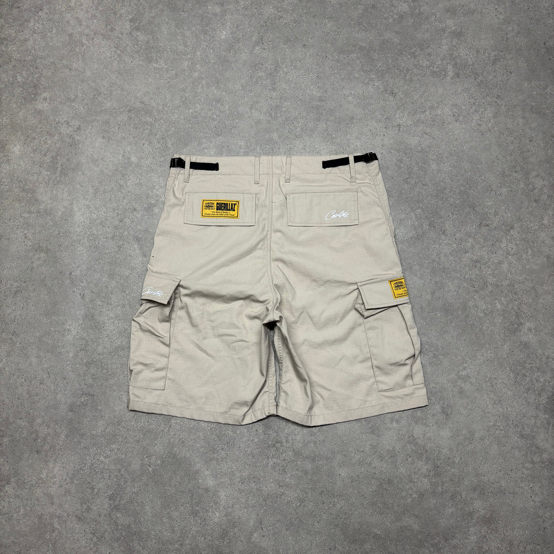 Corteiz Beige Cargo Shorts (M)