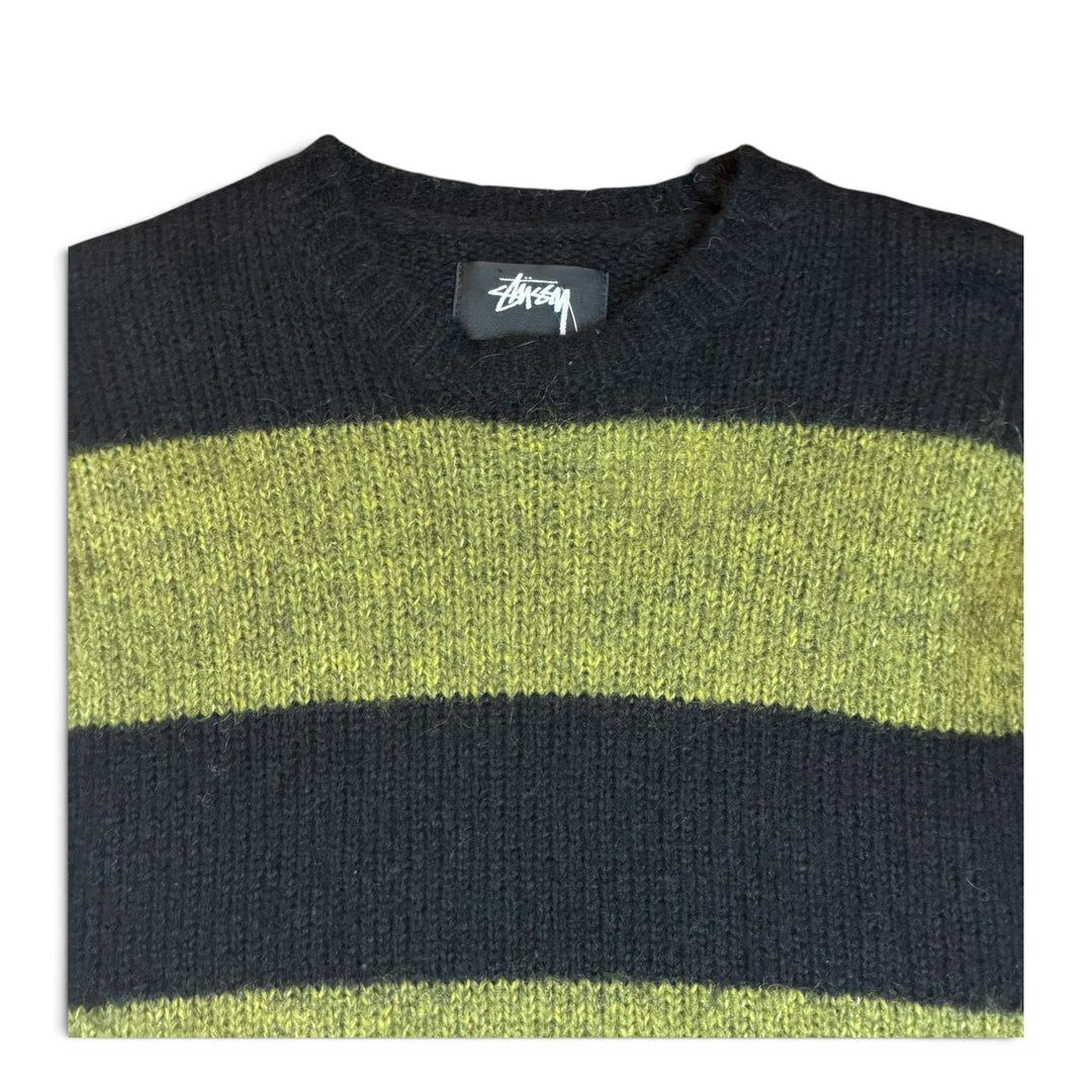 Stussy Green & Black Stripy Wool Knitted Sweater (S)