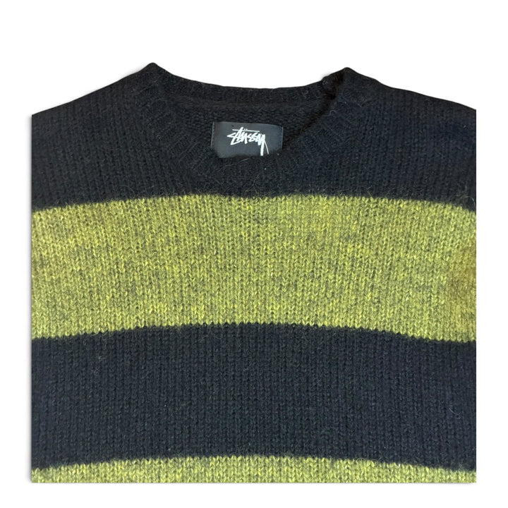 Stussy Green & Black Stripy Wool Knitted Sweater (S)