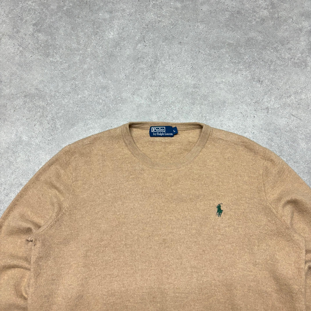 Vintage Polo Ralph Lauren Beige Wool Knitted Sweater (M)