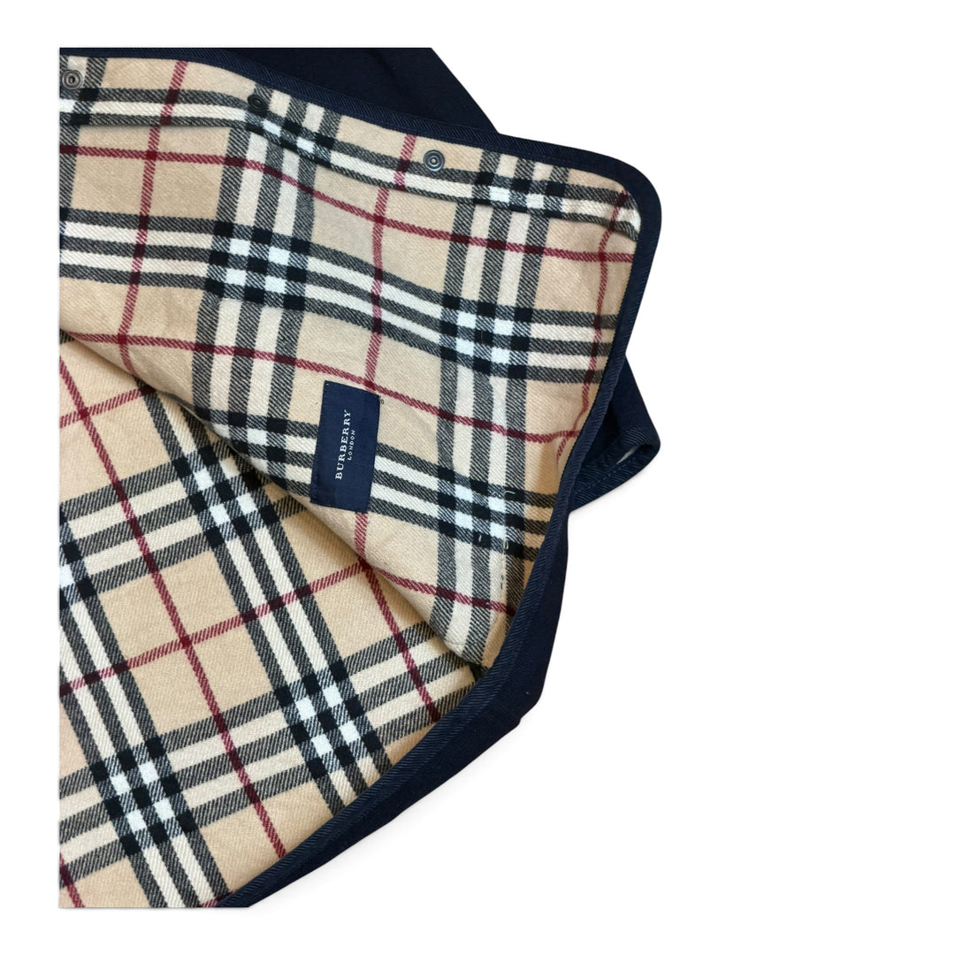 Vintage Burberry Navy Button Up Collared Fleece Jacket (M)