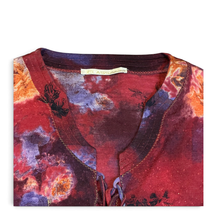 Vintage Roberto Cavalli Tie Up Long Sleeve Floral Transparent Top (12)