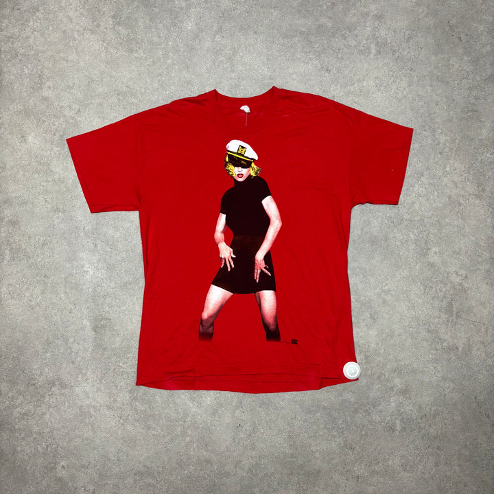 90's Vintage Madonna Red Graphic T-Shirt (XL)