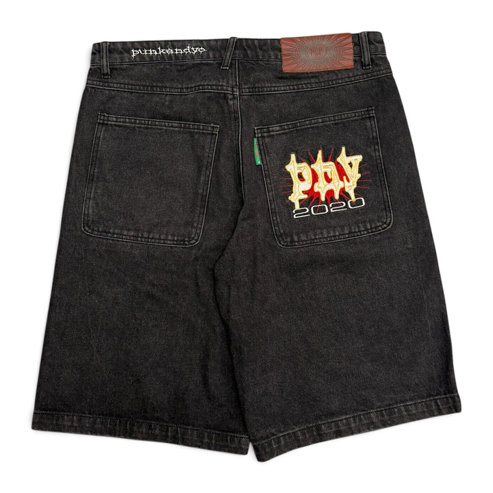 Punk And Yo 2020 Washed Denim Shorts Black (32)