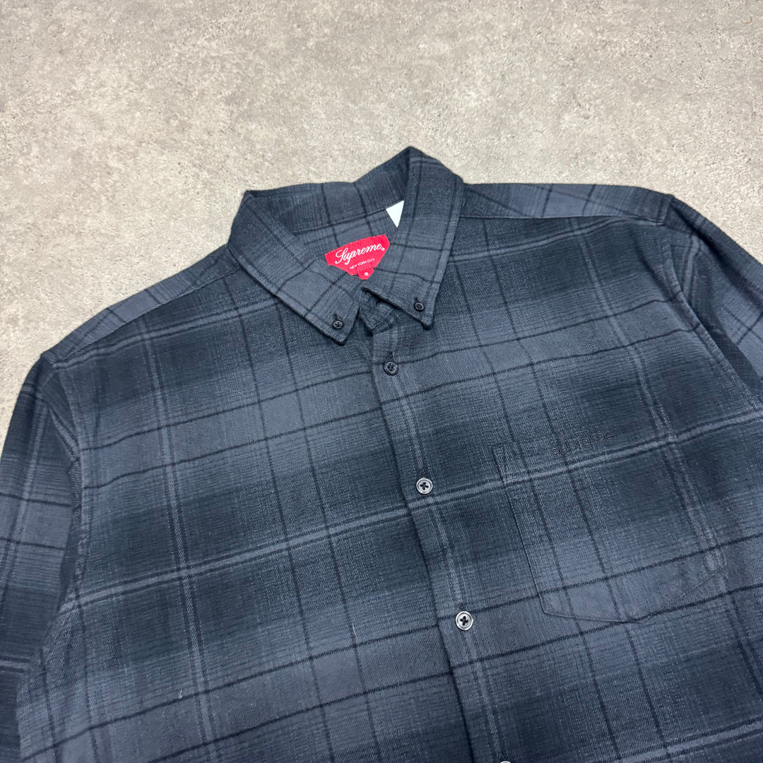 Supreme Black Checkered Flannel Shirt (S)